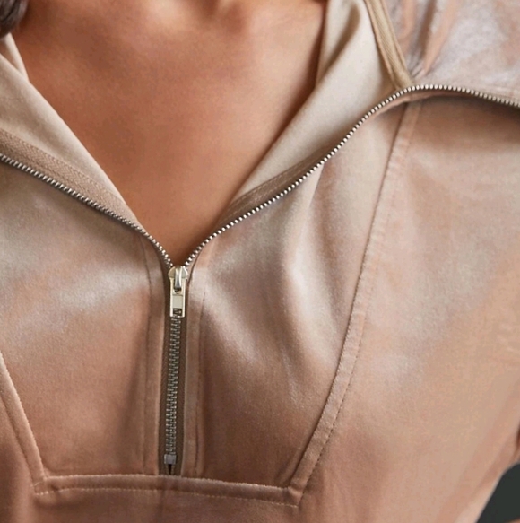 Anthropologie New Current Air Quarter Zip Velvet Velour Pullover SZ Medium Y2K - Picture 10 of 13